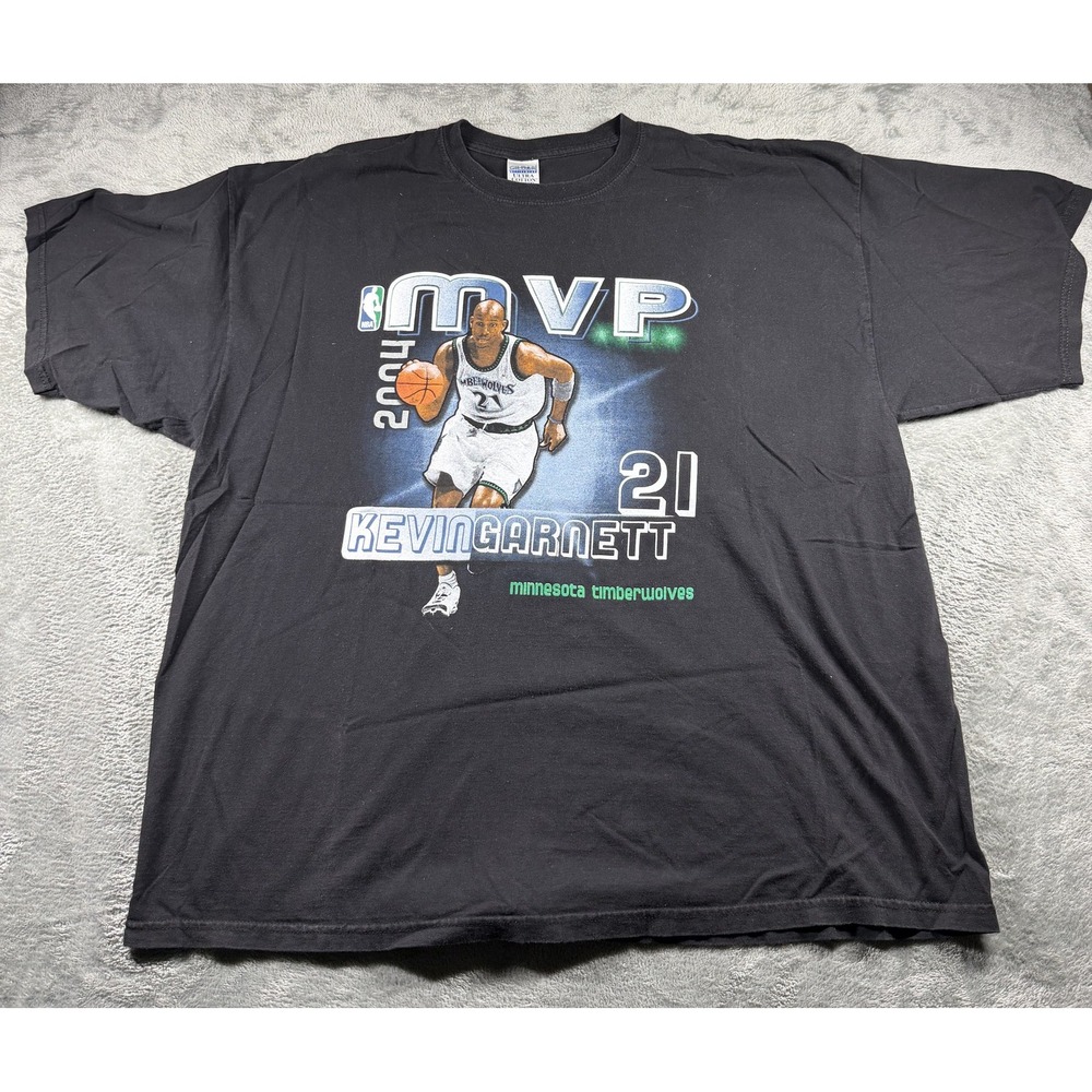 Vtg Y2K Kevin Garnett Minnesota Timberwolves 2004 MVP T-Shirt Mens 3XL Black